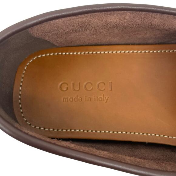 Gucci Ayrton Web GG Logo Horsebit Leather Driver Loafer Brown Size 13 - Picture 13 of 15